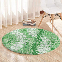 Green Puakenikeni and Maile Lei Round Carpet Hawaiian Style Tribal Tapa Double Strand Lei
