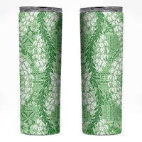Green Puakenikeni and Maile Lei Skinny Tumbler Hawaiian Style Tribal Tapa Double Strand Lei