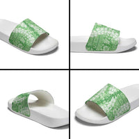 Green Puakenikeni and Maile Lei Slide Sandals Hawaiian Style Tribal Tapa Double Strand Lei LT9 - Polynesian Pride