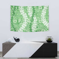 Green Puakenikeni and Maile Lei Tapestry Hawaiian Style Tribal Tapa Double Strand Lei