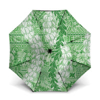 Green Puakenikeni and Maile Lei Umbrella Hawaiian Style Tribal Tapa Double Strand Lei LT9 One Size Folded 11.42 inch Opened Diameter 37.4 inch Green - Polynesian Pride