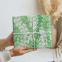 Green Puakenikeni and Maile Lei Wrapping Paper Hawaiian Style Tribal Tapa Double Strand Lei - Polynesian Pride