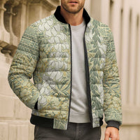 Vintage Puakenikeni and Maile Lei Bomber Puffer Jacket Hawaiian Style Tribal Tapa Double Strand Lei - Polynesian Pride