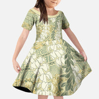 Vintage Puakenikeni and Maile Lei Family Matching Mermaid Dress and Hawaiian Shirt Hawaiian Style Tribal Tapa Double Strand Lei