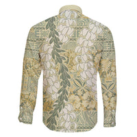 Vintage Puakenikeni and Maile Lei Family Matching Off Shoulder Short Dress and Hawaiian Shirt Hawaiian Style Tribal Tapa Double Strand Lei