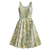 Vintage Puakenikeni and Maile Lei Midi Dress Hawaiian Style Tribal Tapa Double Strand Lei - Polynesian Pride