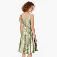 Vintage Puakenikeni and Maile Lei Midi Dress Hawaiian Style Tribal Tapa Double Strand Lei - Polynesian Pride