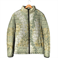 Vintage Puakenikeni and Maile Lei Padded Jacket Hawaiian Style Tribal Tapa Double Strand Lei - Polynesian Pride