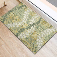 Vintage Puakenikeni and Maile Lei Rubber Doormat Hawaiian Style Tribal Tapa Double Strand Lei