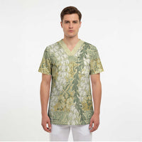 Vintage Puakenikeni and Maile Lei Scrub Top Hawaiian Style Tribal Tapa Double Strand Lei - Polynesian Pride