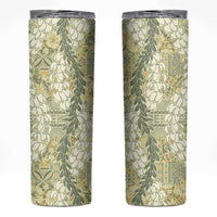 Vintage Puakenikeni and Maile Lei Skinny Tumbler Hawaiian Style Tribal Tapa Double Strand Lei