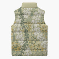 Vintage Puakenikeni and Maile Lei Sleeveless Puffer Jacket Hawaiian Style Tribal Tapa Double Strand Lei - Polynesian Pride