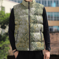 Vintage Puakenikeni and Maile Lei Sleeveless Puffer Jacket Hawaiian Style Tribal Tapa Double Strand Lei - Polynesian Pride