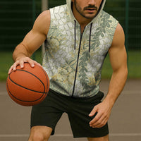 Vintage Puakenikeni and Maile Lei Sleeveless Zip Hoodie Hawaiian Style Tribal Tapa Double Strand Lei - Polynesian Pride