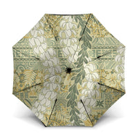 Vintage Puakenikeni and Maile Lei Umbrella Hawaiian Style Tribal Tapa Double Strand Lei LT9 One Size Folded 11.42 inch Opened Diameter 37.4 inch Vintage - Polynesian Pride