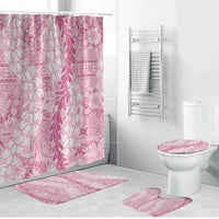 Pink Puakenikeni and Maile Lei Bathroom Set Hawaiian Style Tribal Tapa Double Strand Lei LT9 Bathroom Set (4 pcs) Pink - Polynesian Pride
