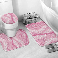 Pink Puakenikeni and Maile Lei Bathroom Set Hawaiian Style Tribal Tapa Double Strand Lei LT9 Mat Set Only (3 pcs) One Size Pink - Polynesian Pride