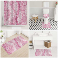 Pink Puakenikeni and Maile Lei Bathroom Set Hawaiian Style Tribal Tapa Double Strand Lei LT9 - Polynesian Pride