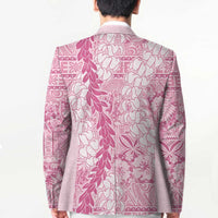 Pink Puakenikeni and Maile Lei Blazer Hawaiian Style Tribal Tapa Double Strand Lei - Polynesian Pride