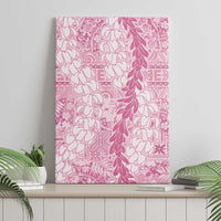 Pink Puakenikeni and Maile Lei Canvas Wall Art Hawaiian Style Tribal Tapa Double Strand Lei