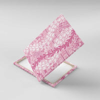 Pink Puakenikeni and Maile Lei Canvas Wall Art Hawaiian Style Tribal Tapa Double Strand Lei
