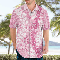 Pink Puakenikeni and Maile Lei Hawaiian Shirt Hawaiian Style Tribal Tapa Double Strand Lei