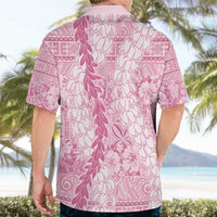 Pink Puakenikeni and Maile Lei Hawaiian Shirt Hawaiian Style Tribal Tapa Double Strand Lei