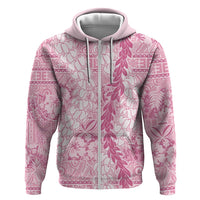 Pink Puakenikeni and Maile Lei Hoodie Hawaiian Style Tribal Tapa Double Strand Lei
