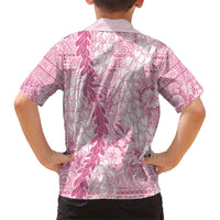 Pink Puakenikeni and Maile Lei Kid Hawaiian Shirt Hawaiian Style Tribal Tapa Double Strand Lei