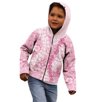 Pink Puakenikeni and Maile Lei Kid Hoodie Hawaiian Style Tribal Tapa Double Strand Lei