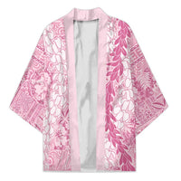 Pink Puakenikeni and Maile Lei Kimono Hawaiian Style Tribal Tapa Double Strand Lei - Polynesian Pride