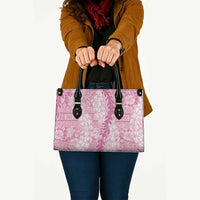 Pink Puakenikeni and Maile Lei Leather Bag Hawaiian Style Tribal Tapa Double Strand Lei LT9 - Polynesian Pride