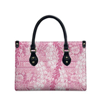 Pink Puakenikeni and Maile Lei Leather Bag Hawaiian Style Tribal Tapa Double Strand Lei LT9 - Polynesian Pride