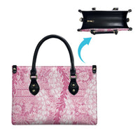 Pink Puakenikeni and Maile Lei Leather Bag Hawaiian Style Tribal Tapa Double Strand Lei LT9 - Polynesian Pride