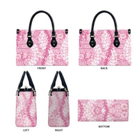 Pink Puakenikeni and Maile Lei Leather Bag Hawaiian Style Tribal Tapa Double Strand Lei LT9 - Polynesian Pride