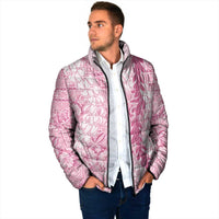 Pink Puakenikeni and Maile Lei Padded Jacket Hawaiian Style Tribal Tapa Double Strand Lei - Polynesian Pride