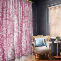 Pink Puakenikeni and Maile Lei Window Curtain Hawaiian Style Tribal Tapa Double Strand Lei