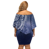 New Zealand Galaxy Fern Off Shoulder Short Dress LT9 - Polynesian Pride