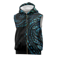 New Zealand Matariki Sleeveless Zip Hoodie Galaxy Maori Tribal Tattoo - Polynesian Pride