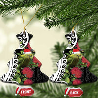 New Zealand Kakapo Christmas Ceramic Ornament Meri Kirihimete Pohutukawa Flowers