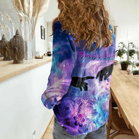 I Love You In Every Universe Personalised Women Casual Shirt Polynesian Pattern Galaxy Style LT9 - Polynesian Pride