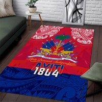 Haiti Independence Day Area Rug Libete Egalite Fratenite Ayiti 1804 With Polynesian Pattern LT9 Red - Polynesian Pride