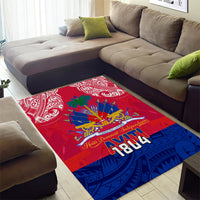Haiti Independence Day Area Rug Libete Egalite Fratenite Ayiti 1804 With Polynesian Pattern LT9 - Polynesian Pride