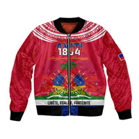 Haiti Independence Day Bomber Jacket Libete Egalite Fratenite Ayiti 1804 With Polynesian Pattern LT9 Unisex Red - Polynesian Pride