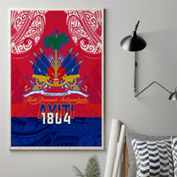 Haiti Independence Day Canvas Wall Art Libete Egalite Fratenite Ayiti 1804 With Polynesian Pattern LT9 - Polynesian Pride