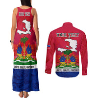 Haiti Independence Day Couples Matching Tank Maxi Dress and Long Sleeve Button Shirt Libete Egalite Fratenite Ayiti 1804 With Polynesian Pattern LT9 - Polynesian Pride