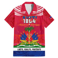 Haiti Independence Day Family Matching Mermaid Dress and Hawaiian Shirt Libete Egalite Fratenite Ayiti 1804 With Polynesian Pattern LT9 Dad's Shirt - Short Sleeve Red - Polynesian Pride