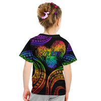 Personalised Its In My DNA Valentine Day Kid T Shirt Fingerprint Heart with Color Pride Flag LT9 - Polynesian Pride