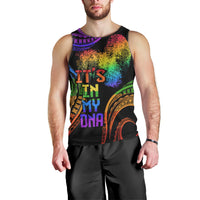 Personalised Its In My DNA Valentine Day Men Tank Top Fingerprint Heart with Color Pride Flag LT9 - Polynesian Pride