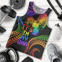 Personalised Its In My DNA Valentine Day Men Tank Top Fingerprint Heart with Color Pride Flag LT9 - Polynesian Pride